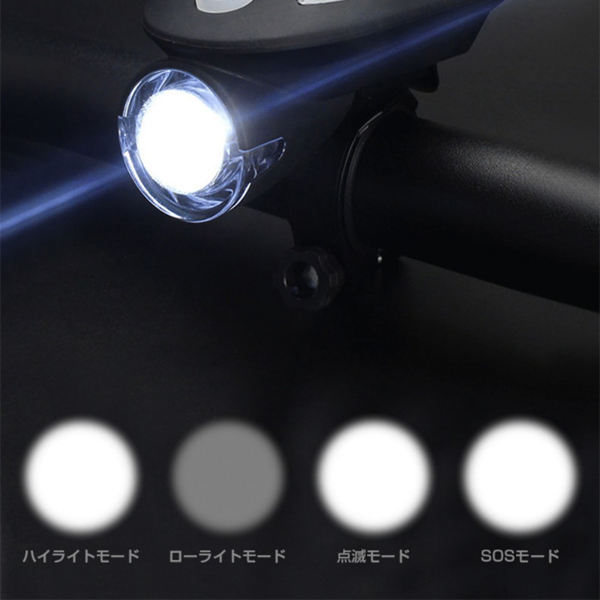 太阳能自行车灯 白色 USB充电 30度旋转-7