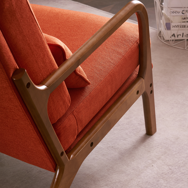 全拆 实木扶手 高背 靠背 铁架麻布 烧橙色 室内休闲椅-36