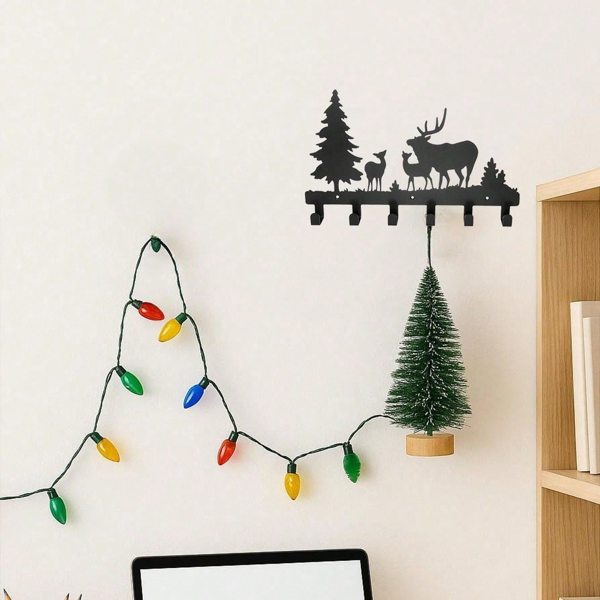 CIFbuy™ 乡村木制动物衣帽架 树桩熊鹿挂钩浴室玄关装饰（TikTok、temu下自提）-1