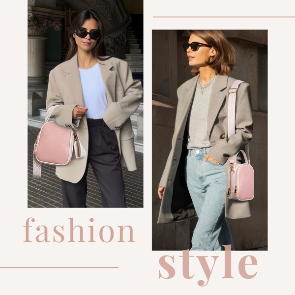 女士小号斜挎包，配手柄与可调节肩带-粉色-5