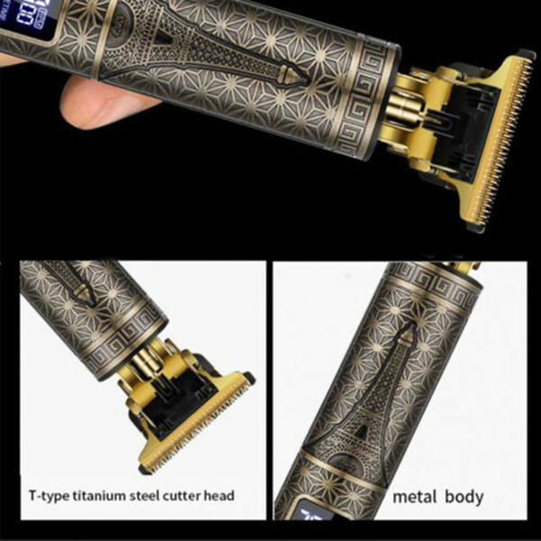 LCD液晶显示屏专业理发机胡子修剪机男士理发无绳理发师剃须机铁塔图案款-9