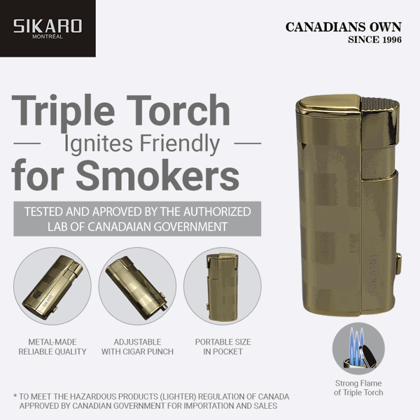SIKARO®飓风* 三直冲专用高档雪茄打火机带雪茄打孔器钛金雪茄香烟厨房户外可重复充气可调节火焰高度便携式-2