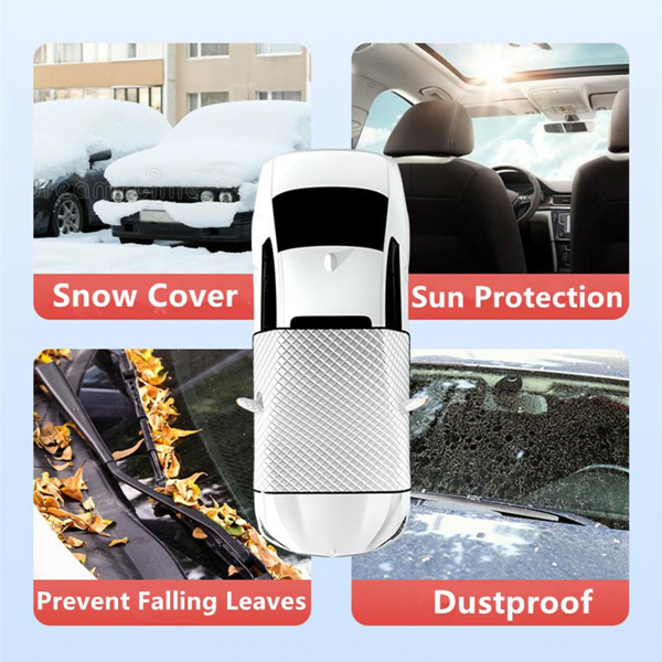 汽车挡风玻璃雪罩车窗镜磁性保护罩银色-4