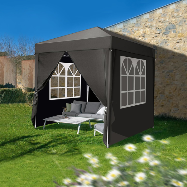 户外帐篷 折叠凉棚 2*2m 深灰色-6