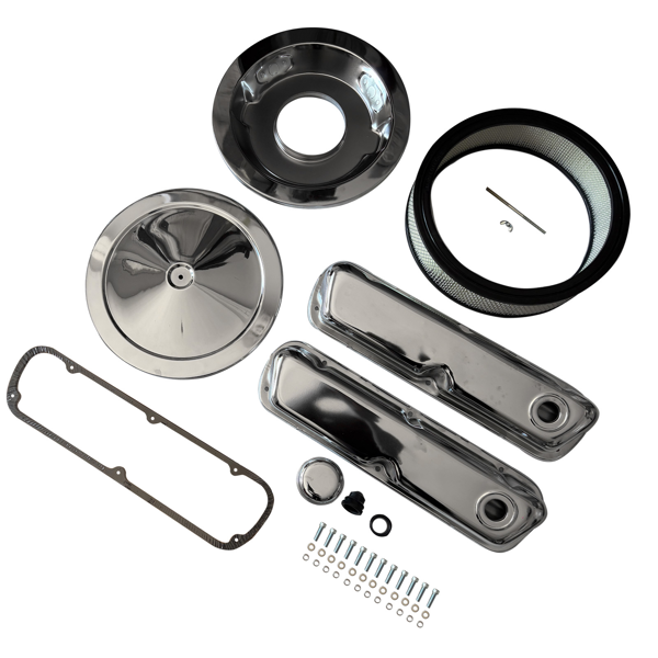 气门室盖套装 Engine Dress Up Kit 3 7/8" Valve Cover, 14" Air Cleaner Fit for SB Ford 260 351W-1