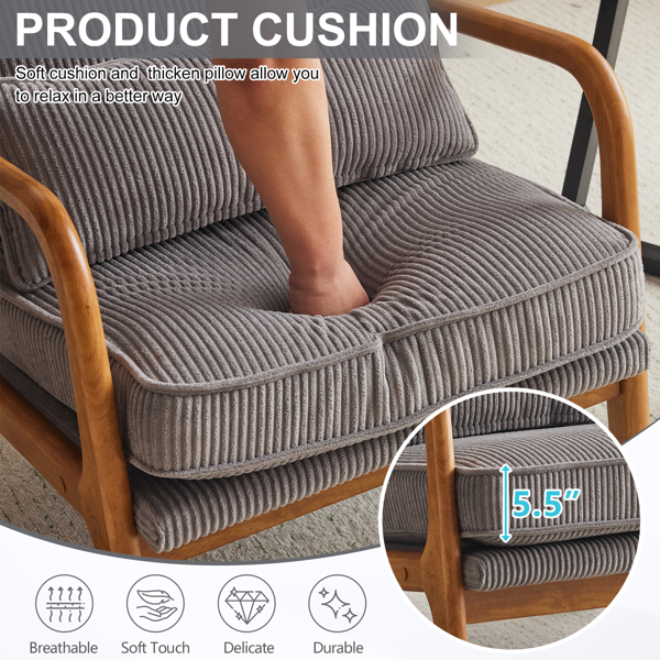 1pcs款 矮扶手椅 65*80*78cm 条绒 浅灰色 室内休闲椅-4