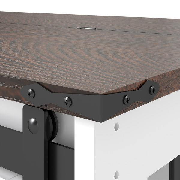 47.2英寸移动式狗笼，带翻盖式喂食门、双向开口和5个万向轮（其中2个带锁定功能），侧面配有挂钩——多功能宠物笼，也可作为双狗笼家具使用。-12