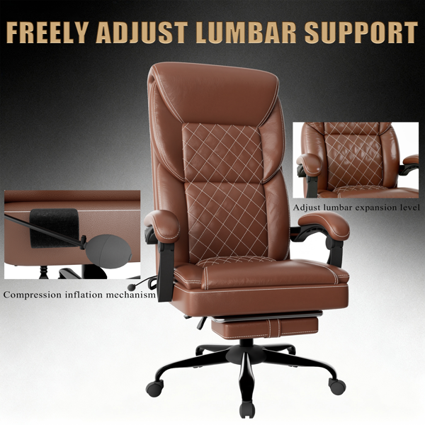 游戏椅，带充气腰托的办公椅，符合人体工学的舒适宽体电脑椅，配有脚凳和联动软扶手，高靠背3D包裹式坐垫-7