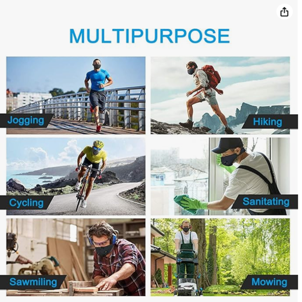 可重复使用的半面罩带过滤器的自行车户外运动面罩黑色-7