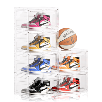 鞋盒 透明磁吸 白色 大号 6个装 34*27*20.5cm 侧开门