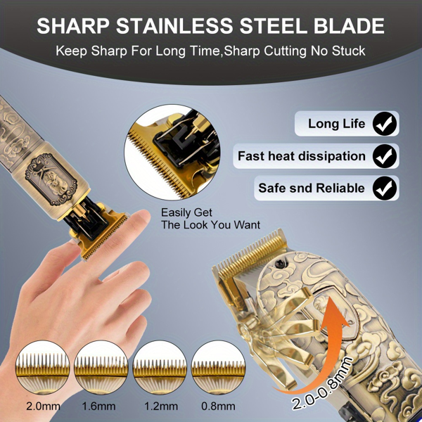 男士专业理发器-无绳理发剪和修剪器套装，用于理发和男士美容，液晶显示，适合送礼，家庭用，发廊用-6
