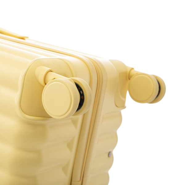 20英寸/24英寸/28英寸三件套ABS材质万向轮拉杆箱，登机箱，带杯架、USB接口和手机支架（黄色）-10