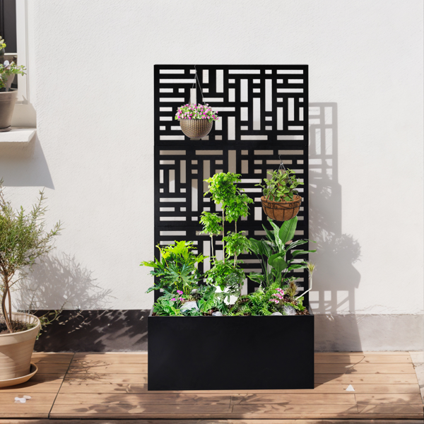 【同款编码：96402386】91.5*38*180CM 3层网格拆装式铁花架种植筐 黑色 铁种植-17