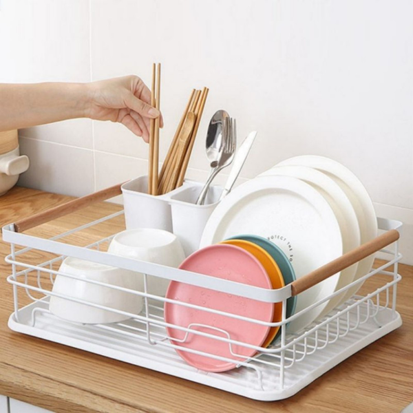 厨房碗碟沥水架 铁艺 单层 白色-1