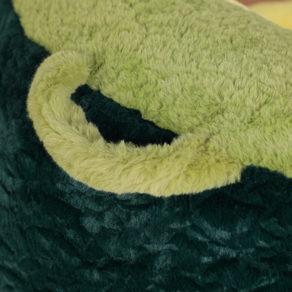 超大豆袋椅、填充海绵丝的多色人造毛皮沙发、客厅大沙发、无需组装、深绿色+黄色+绿色-11