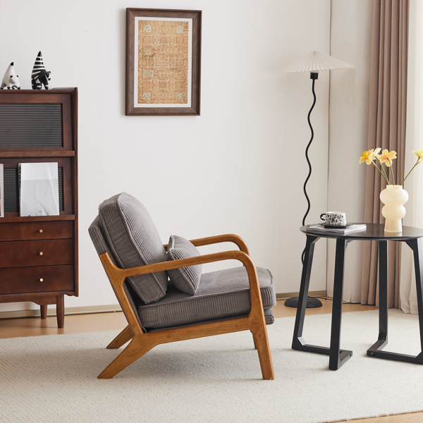 1pcs款 矮扶手椅 65*80*78cm 条绒 浅灰色 室内休闲椅-29