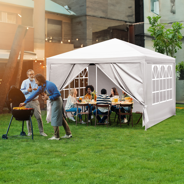 10*10ft  白色  4围 仿折叠棚 2门2窗  PE布 喷塑铁管-10