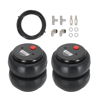 配对2600磅空气弹簧悬挂气囊 单端口1/2英寸NPT带气管 适用于福特F150/F250/F350/F450（带T型接头）