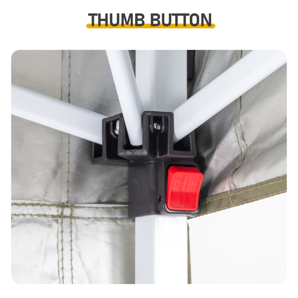 5X5FT 卡其色 带1面半围 折叠棚  白色喷塑钢管 围布带4个网格收纳袋 配拎包-12