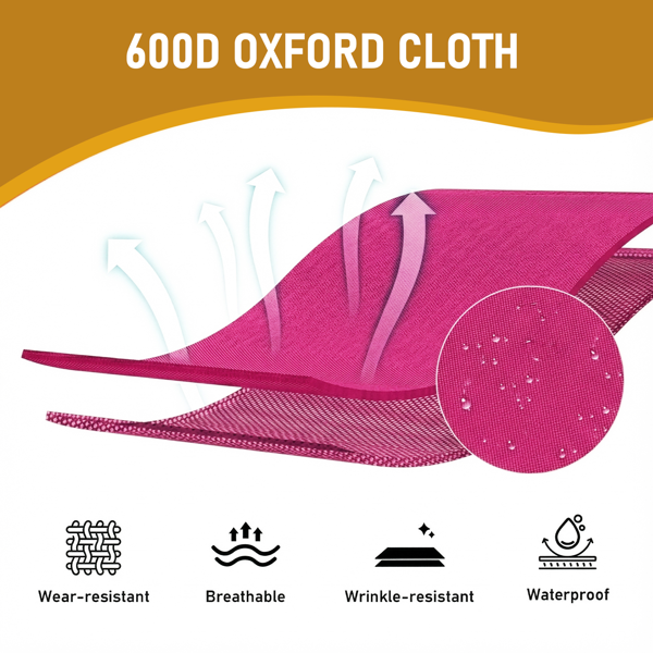 140*60*87cm 户外躺床  黑色铁管 芭比粉牛津布床面 130kg 可变躺床-9