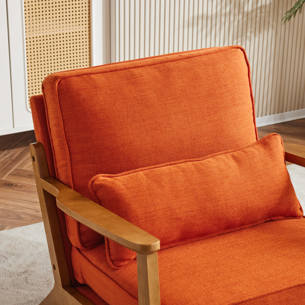 胡桃色扶手 单人休闲椅 橡木 软包 棉麻MY018-11 烧橙色 室内休闲椅-19