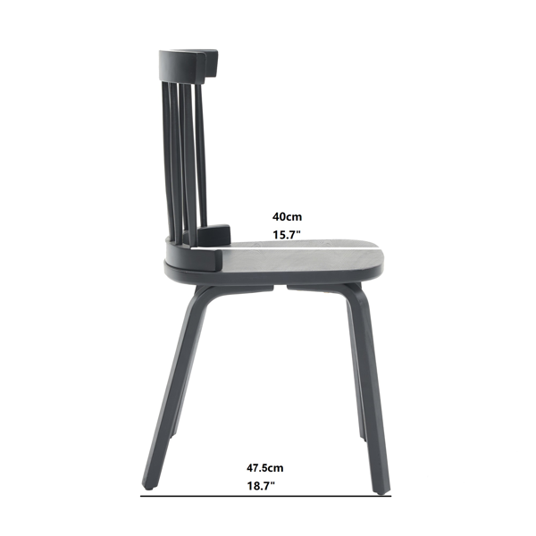 温莎餐椅四件套，木质农舍风格纺锤形椅背，加宽座椅，中世纪现代法式乡村风格，适用于客厅、餐厅，黑色-2