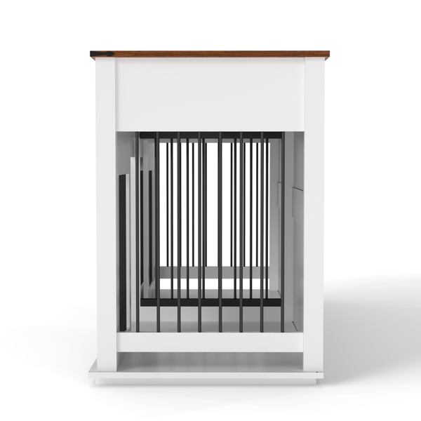 63英寸大型双狗笼家具，木制狗舍，带2个抽屉、隔板和推拉门，防水室内宠物家具风格双狗笼-6