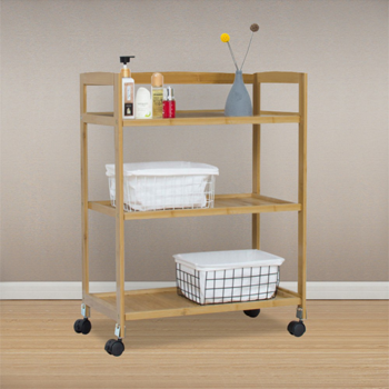 推车置物架 新中式边柜 B4-008【加固】三层简约款50cm