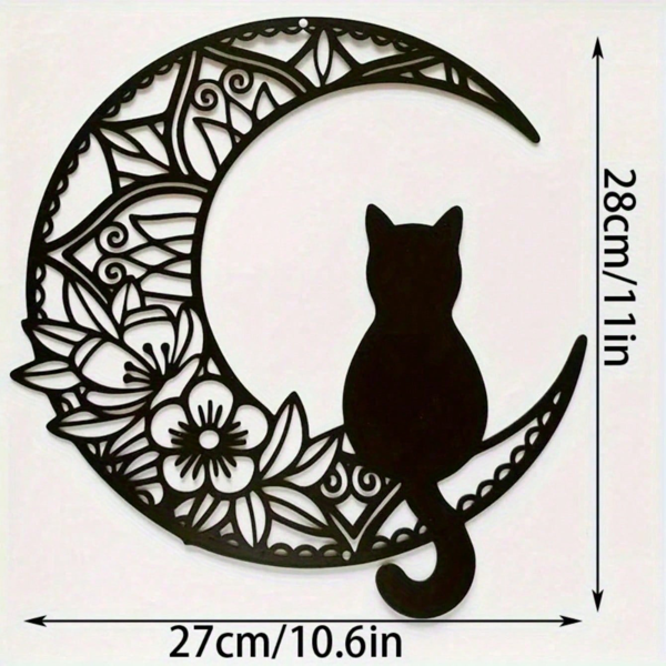 CIFbuy™ Iron Crescent Moon Cat Pattern Wall Art, Bohemian Style Wall Hanging, Pet Theme Home Decor (TikTok, Temu: Self-pickup available)-1