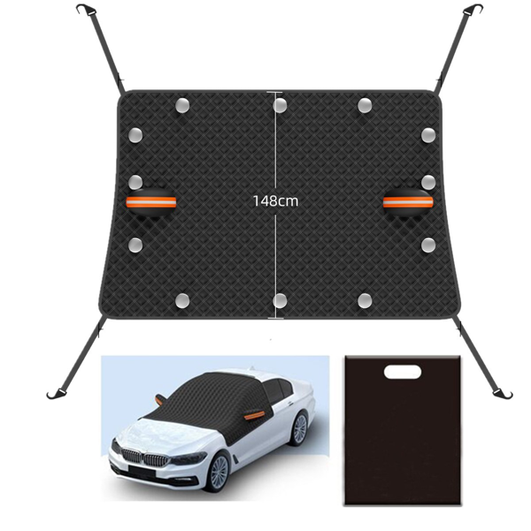 汽车挡风玻璃雪罩车窗镜磁性保护罩黑色-2