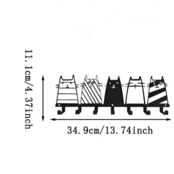 CIFbuy™ 猫咪七钩装饰挂架 现代风格钥匙衣帽收纳架（TikTok、temu下自提）-6