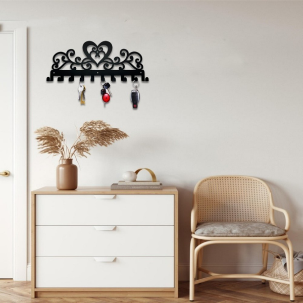 CIFbuy™ 复古心形十钩钥匙架 防锈金属墙面收纳挂钩（TikTok、temu下自提）-2