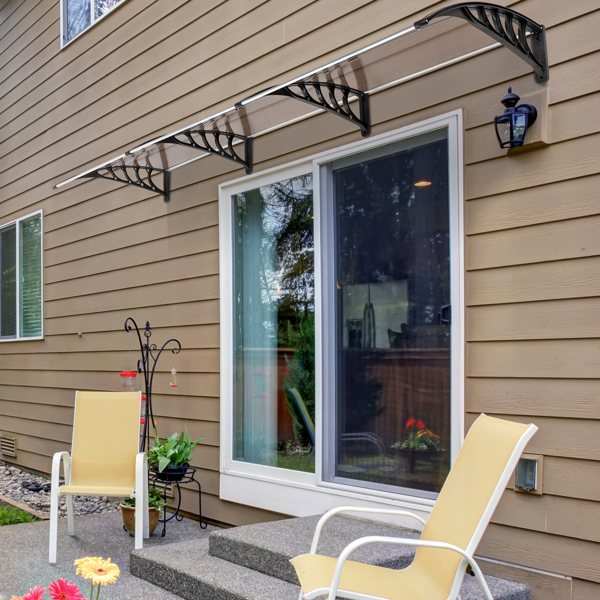 120*38in 棕色板黑色支架 雨篷 塑料支架 阳光板 前后铝条-19