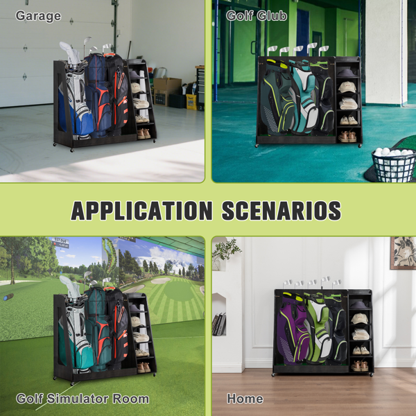 木质高尔夫球包存储架，黑色-7