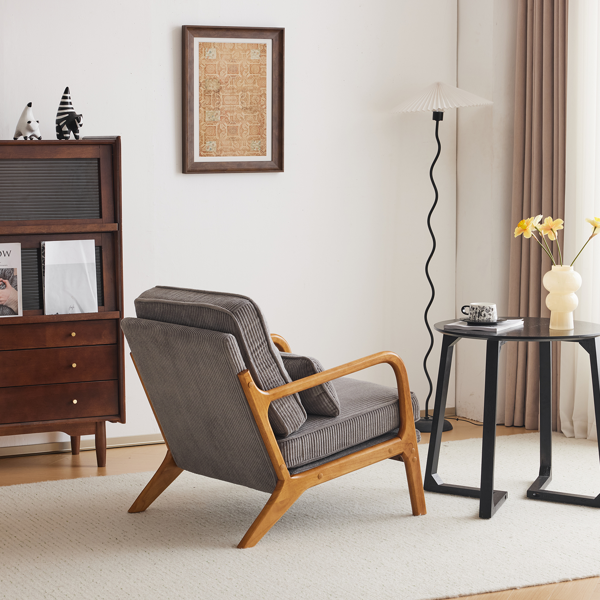 1pcs款 矮扶手椅 65*80*78cm 条绒 浅灰色 室内休闲椅-32