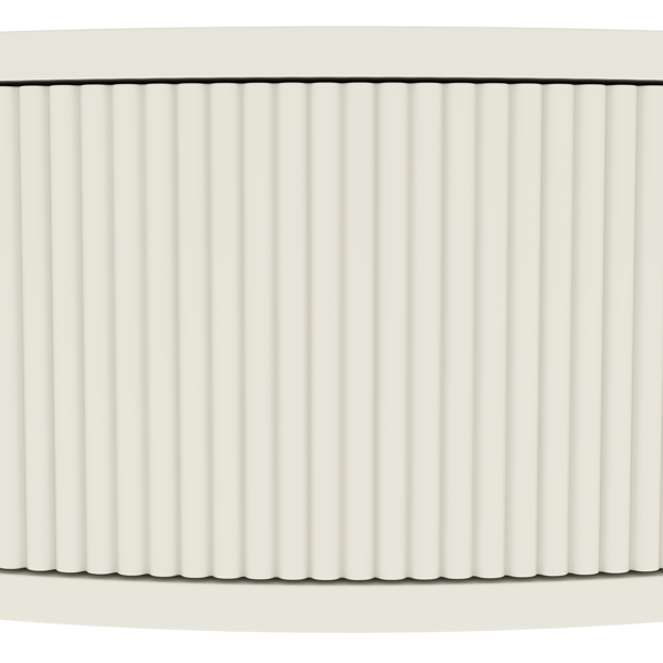 匠心打造的波浪纹半月形控制台桌，奶油白色饰面，独特的半月形设计边桌，配有2个储物抽屉和底部搁板，适用于客厅、卧室、书房、走廊。-9