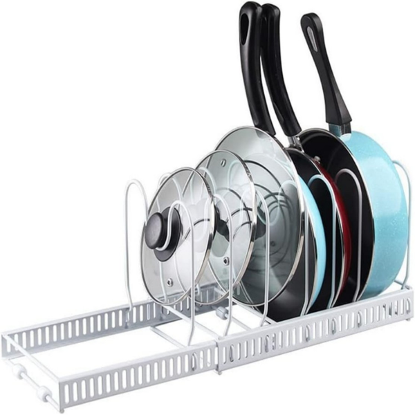 厨房锅盖架 伸缩 铁艺 7线 白色-1