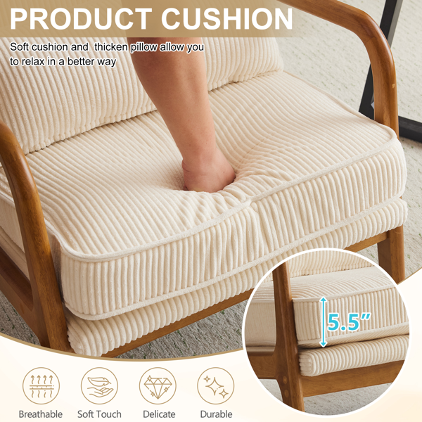 1pcs款 矮扶手椅 65*80*78cm 条绒 米白色 室内休闲椅-5