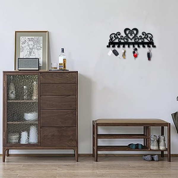 CIFbuy™ 复古心形十钩钥匙架 防锈金属墙面收纳挂钩（TikTok、temu下自提）-3