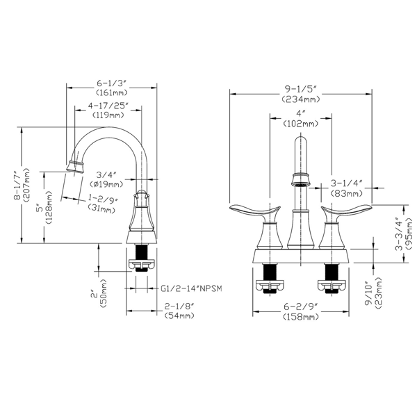 2把手4英寸哑光黑色浴室水龙头，带弹出式排水管和供水软管的浴室洗手盆水龙头【周末不发货，TK/TEMU订单仅支持自提】-7