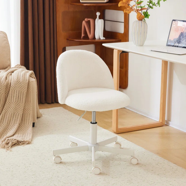 椅子 糖果转椅 泰迪绒 带轮子 白色-11