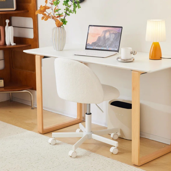 椅子 糖果转椅 泰迪绒 带轮子 白色-4