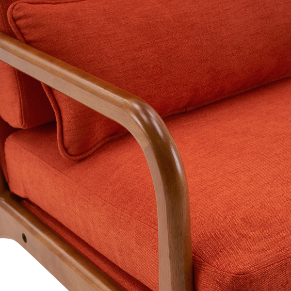 全拆 实木扶手 高背 靠背 铁架麻布 烧橙色 室内休闲椅-30