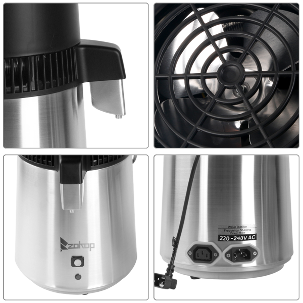 【替换编码： 23124634】英规 ZB-2 4L 蒸馏水机 220V 220V,750W 新温控带玻璃瓶 不锈钢 原色-16