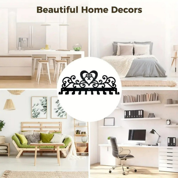 CIFbuy™ 复古心形十钩钥匙架 防锈金属墙面收纳挂钩（TikTok、temu下自提）-6