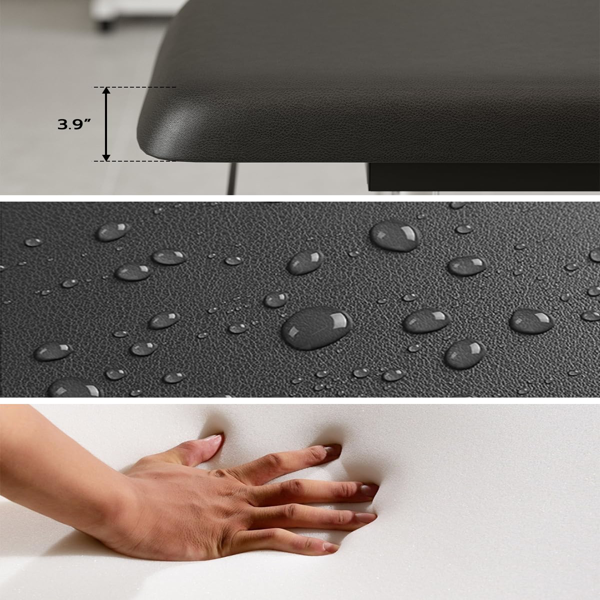 专业固定式按摩床，550磅重型宽幅治疗检查床，靠背可调，可拆卸头枕，底部储物架及毛巾挂钩，黑色-9