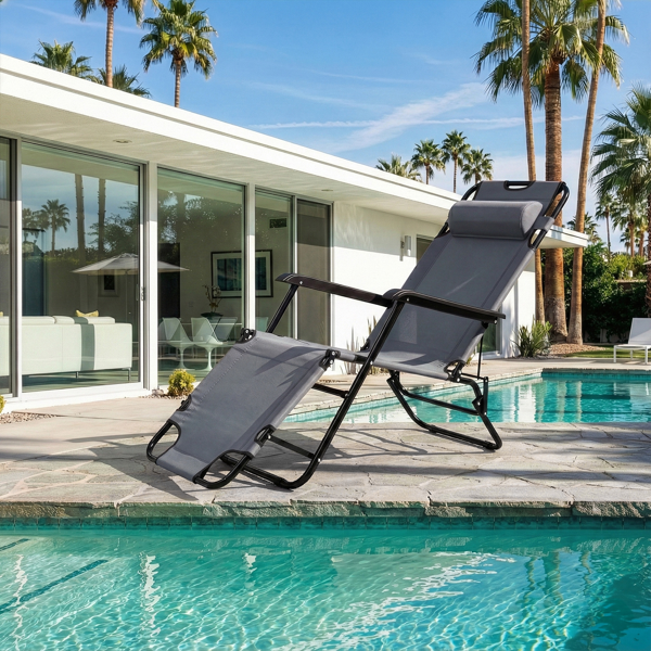 140*60*87cm 户外躺床 黑色铁管 灰色牛津布床面  130kg 可变躺床-8