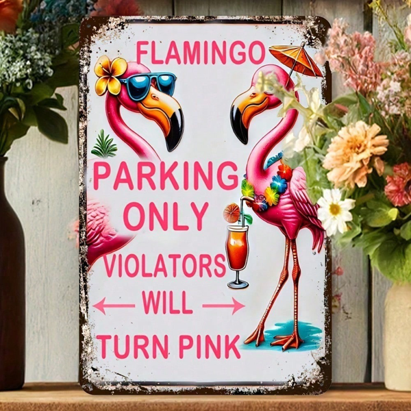 CIFbuy8x12 英寸 ( 20.3x30.5cm )怀旧风趣味铝合金标牌Flamingo（TikTok、temu下自提）-5