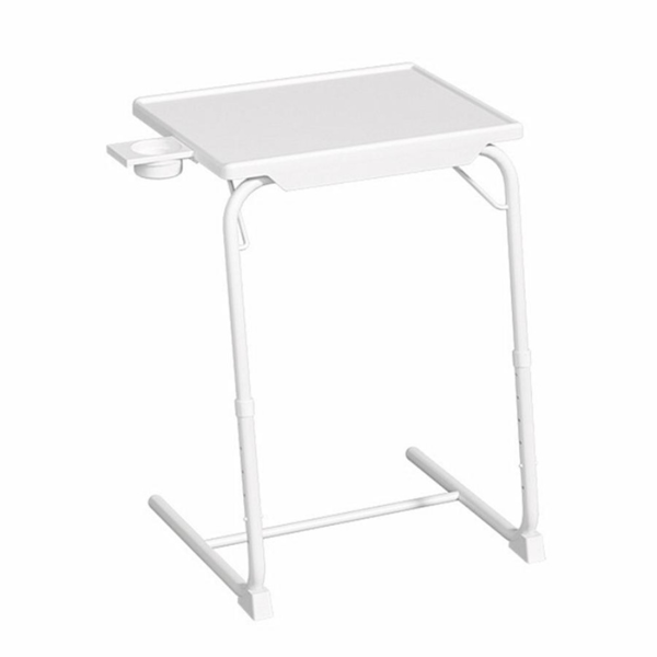 桌子 床边桌 白色 杯托+横杠+护脚 可升降-1