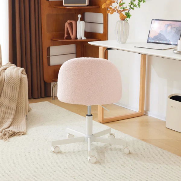 椅子 糖果转椅 泰迪绒 带轮子 浅粉-11